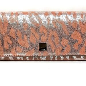 Lodis Metallic Pink Leopard Animal Print Wallet Pink Silver Bi-Fold